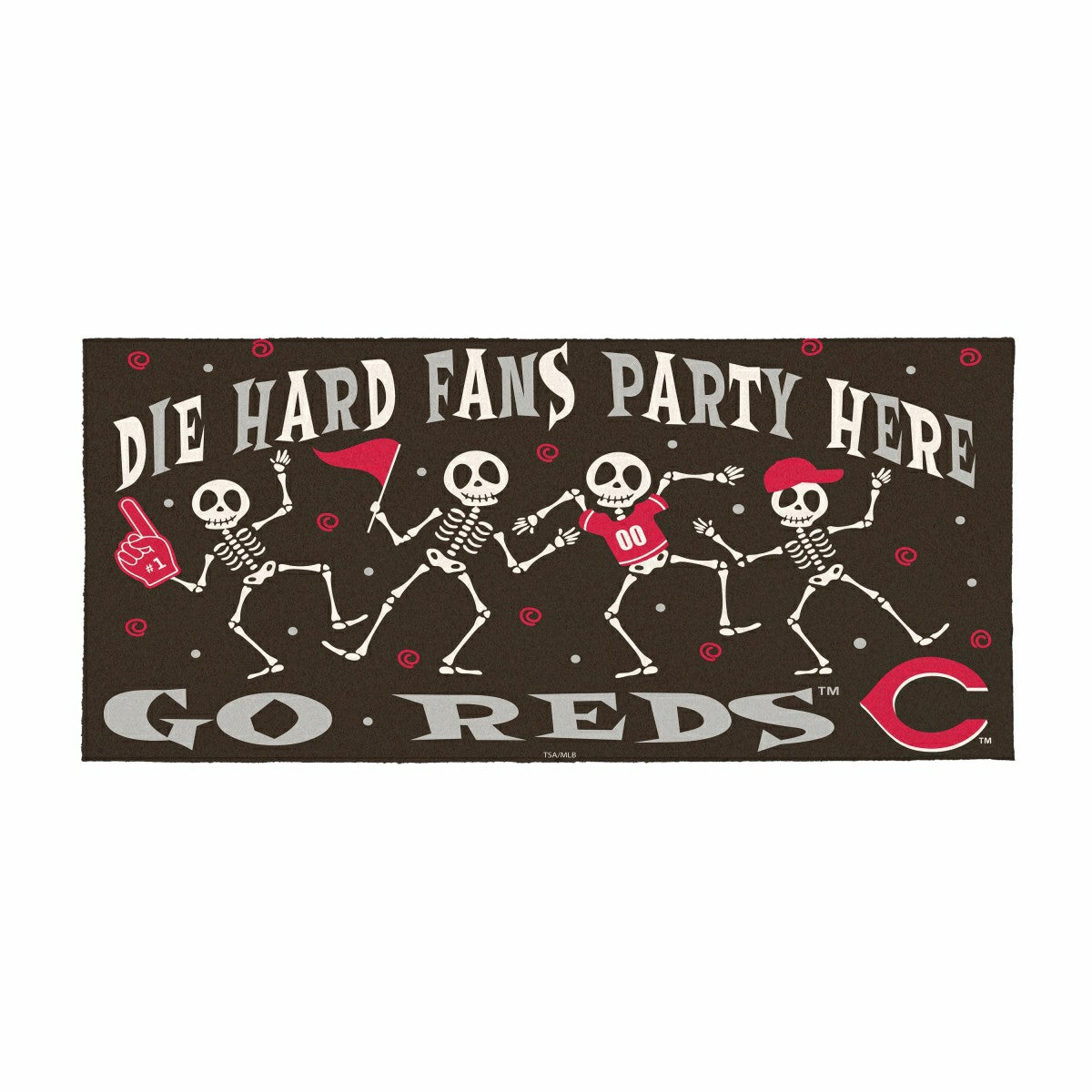 Cincinnati Reds Flocked Coir Halloween Sassafras Switch Mat, 22"x10"