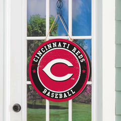 Cincinnati Reds Round Door Décor with Hanging Rope, 18x18