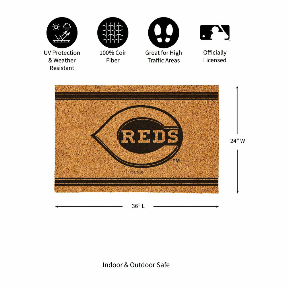 Cincinnati Reds Large One Color Coir Mat, 36"x24"