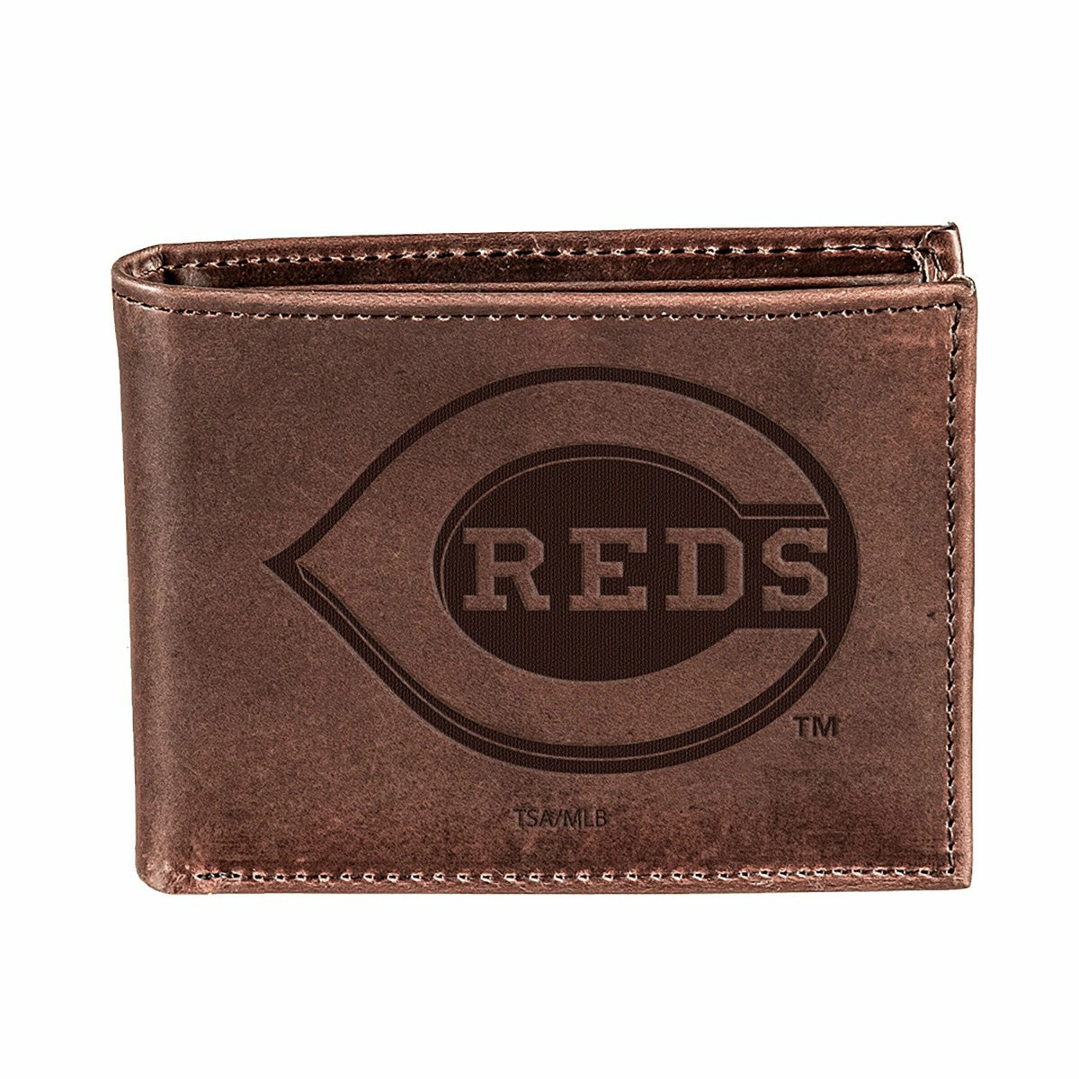 Cincinnati Reds Bi-Fold Wallet Brown 100% Genuine Leather