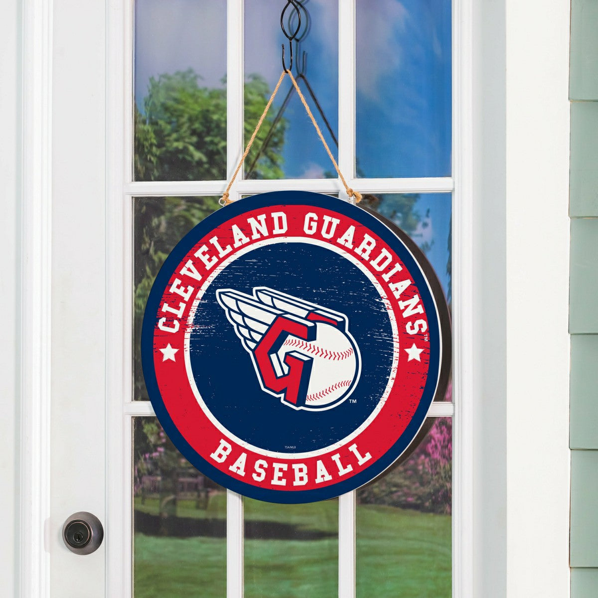 Cleveland Guardians Round Door Décor with Hanging Rope, 18x18