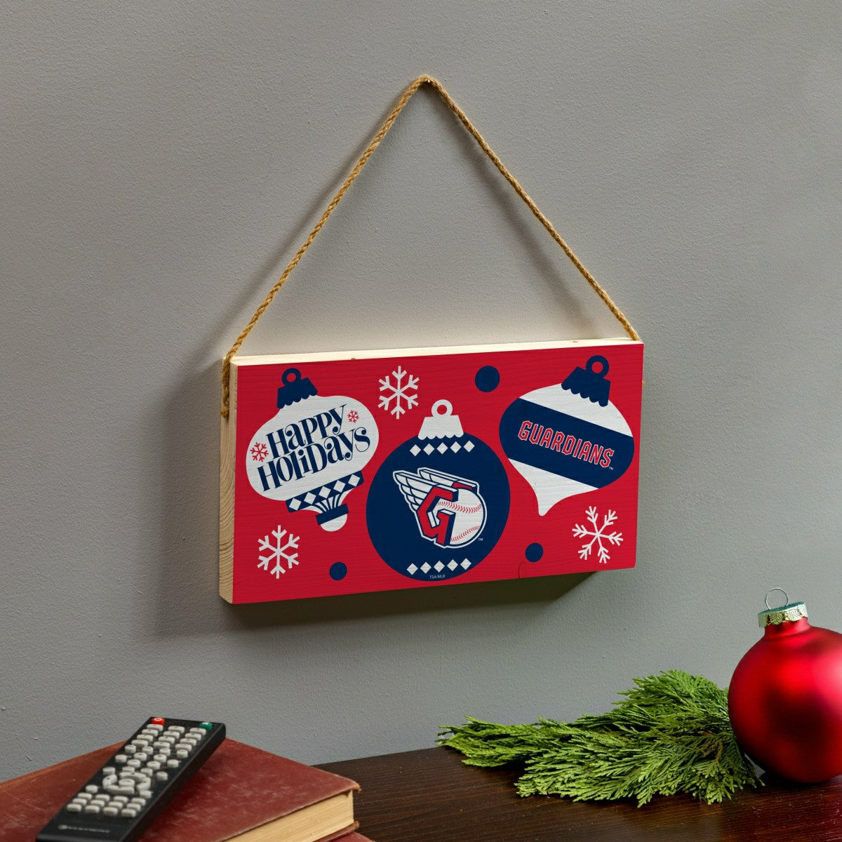 Cleveland Guardians Holiday Wood Wall Sign, 6x11