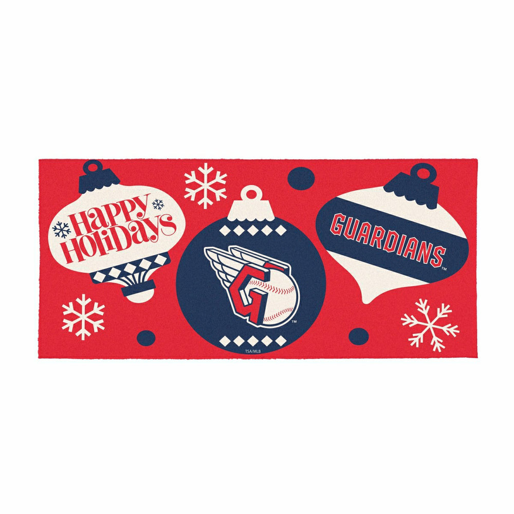 Cleveland Guardians Holiday Flocked Coir Sassafras Switch Mat, 22"x10"
