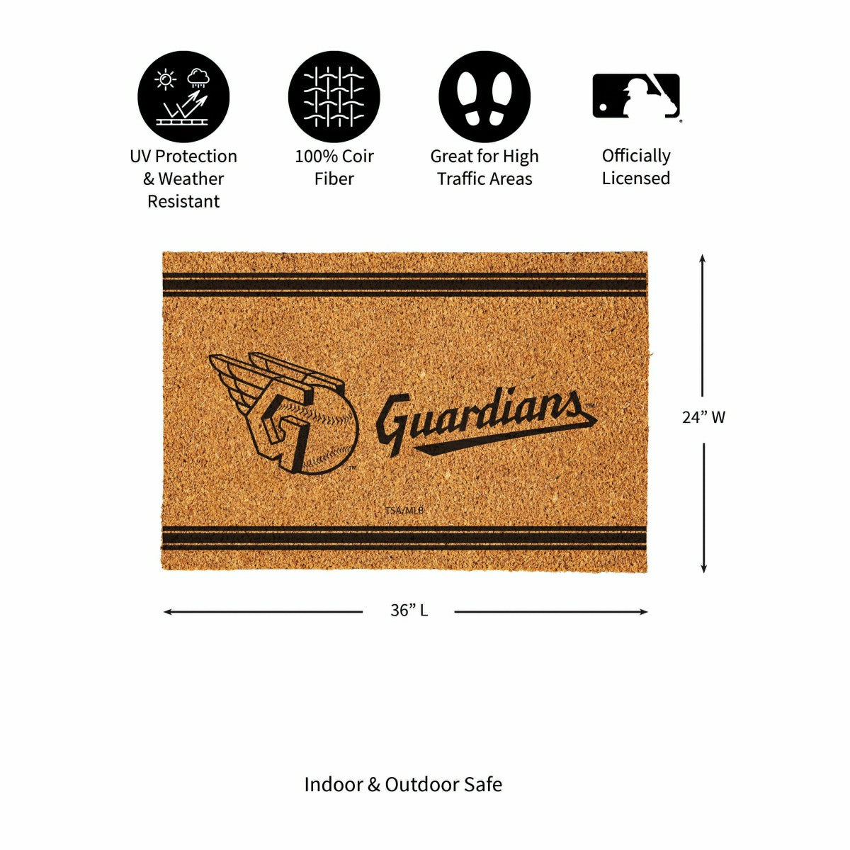 Cleveland Guardians Large One Color Coir Mat, 36"x24"