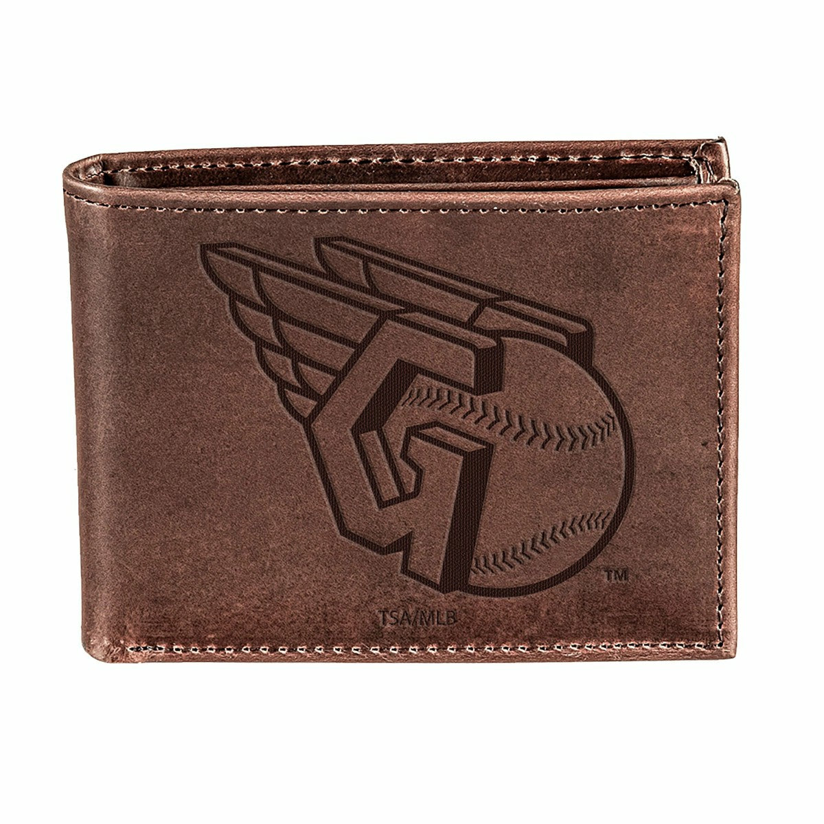 Cleveland Guardians Bi-Fold Wallet Brown 100% Genuine Leather