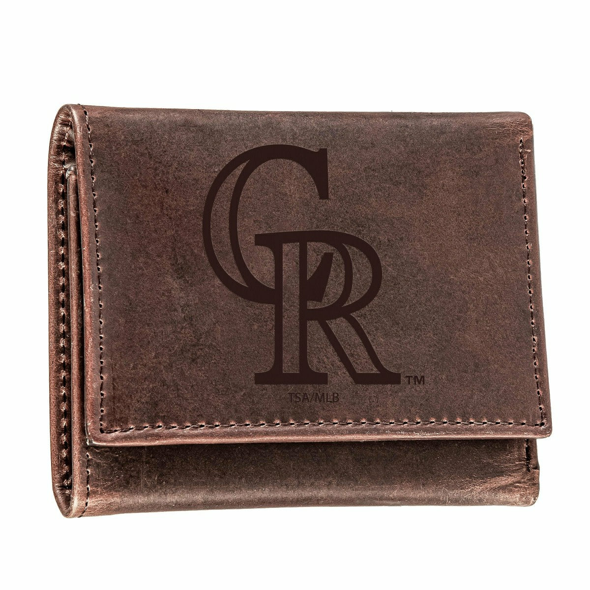 Colorado Rockies Tri-Fold Wallet Brown 100% Genuine Leather