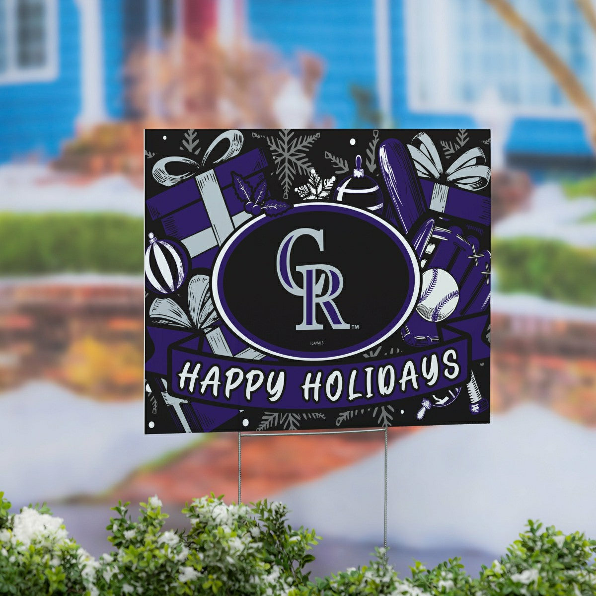 Colorado Rockies Yard Sign, Holiday
