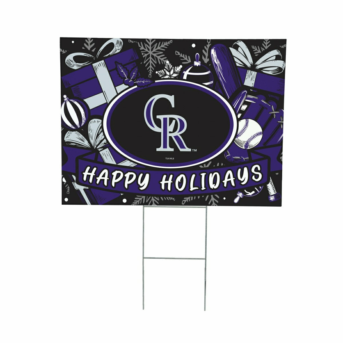 Colorado Rockies Yard Sign, Holiday