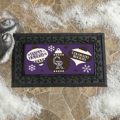 Colorado Rockies Holiday Flocked Coir Sassafras Switch Mat, 22"x10"