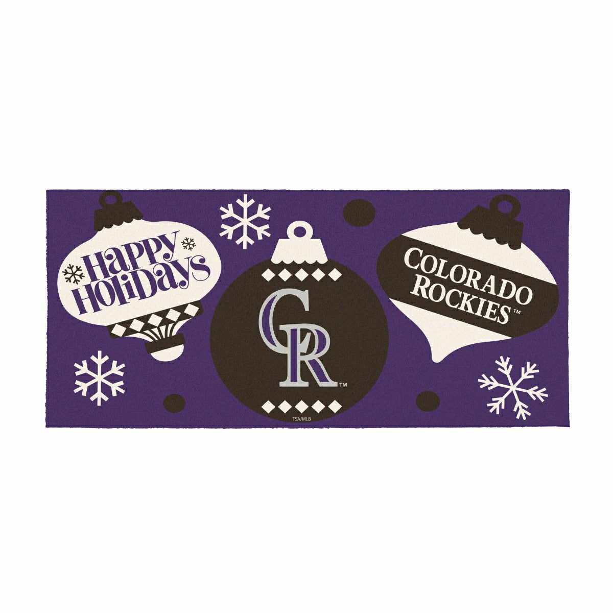 Colorado Rockies Holiday Flocked Coir Sassafras Switch Mat, 22"x10"