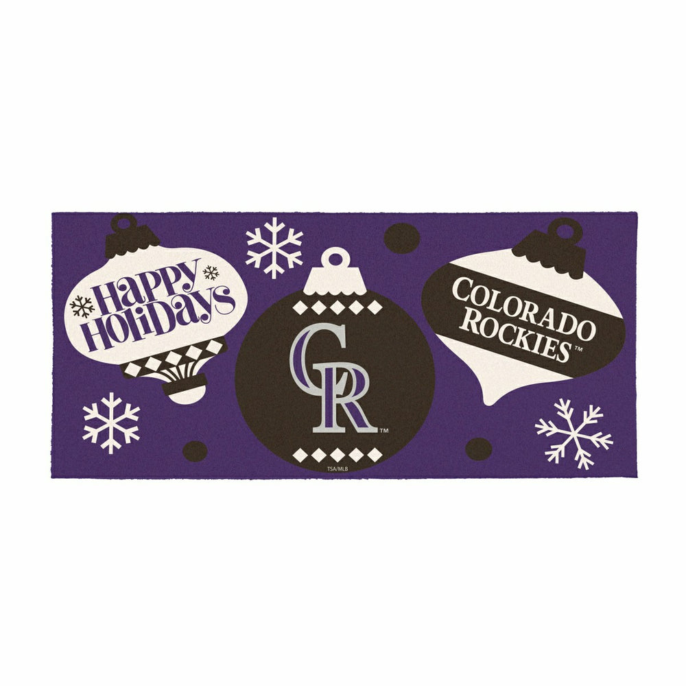 Colorado Rockies Holiday Flocked Coir Sassafras Switch Mat, 22"x10"