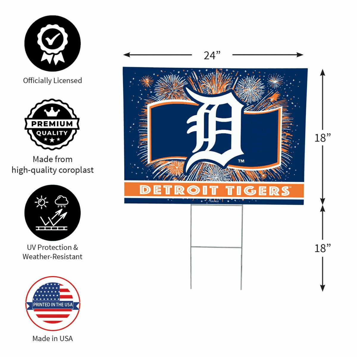 Detroit Tigers Yard Sign, Patriotic