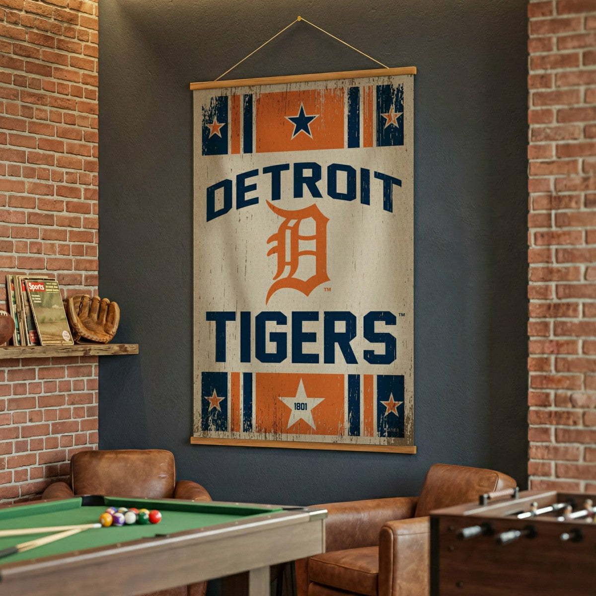 Detroit Tigers, Canvas Wall Tapestry, Large, 54x36