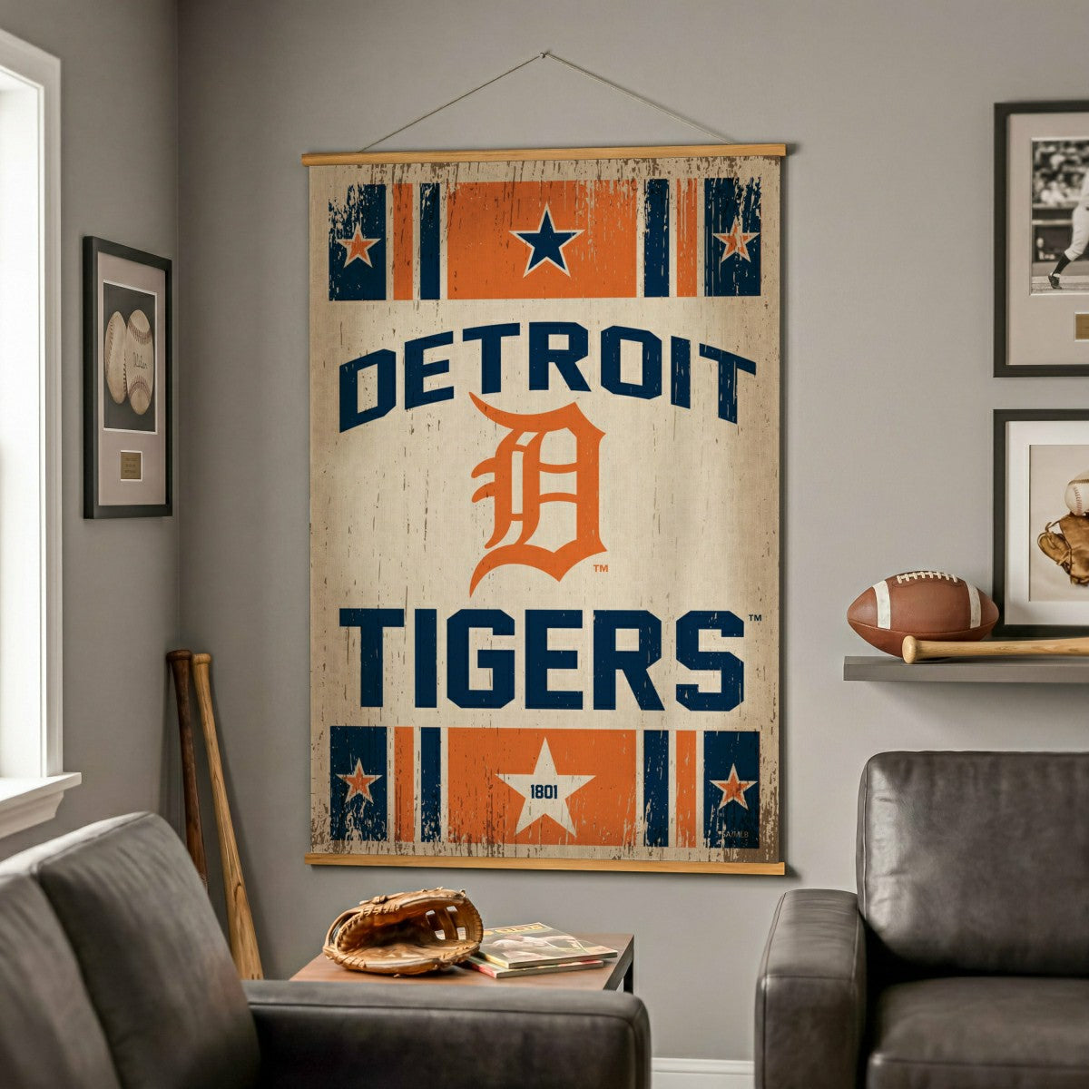 Detroit Tigers, Canvas Wall Tapestry, Large, 54x36