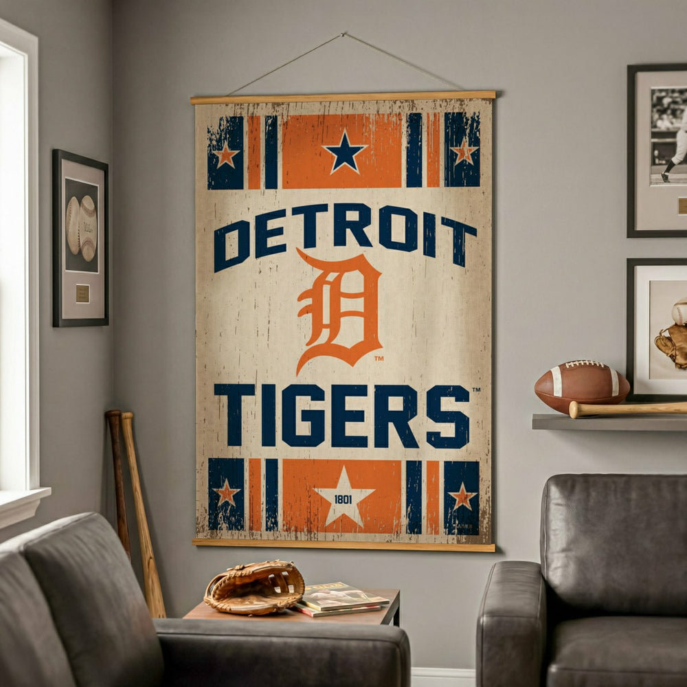 Detroit Tigers, Canvas Wall Tapestry, Large, 54x36