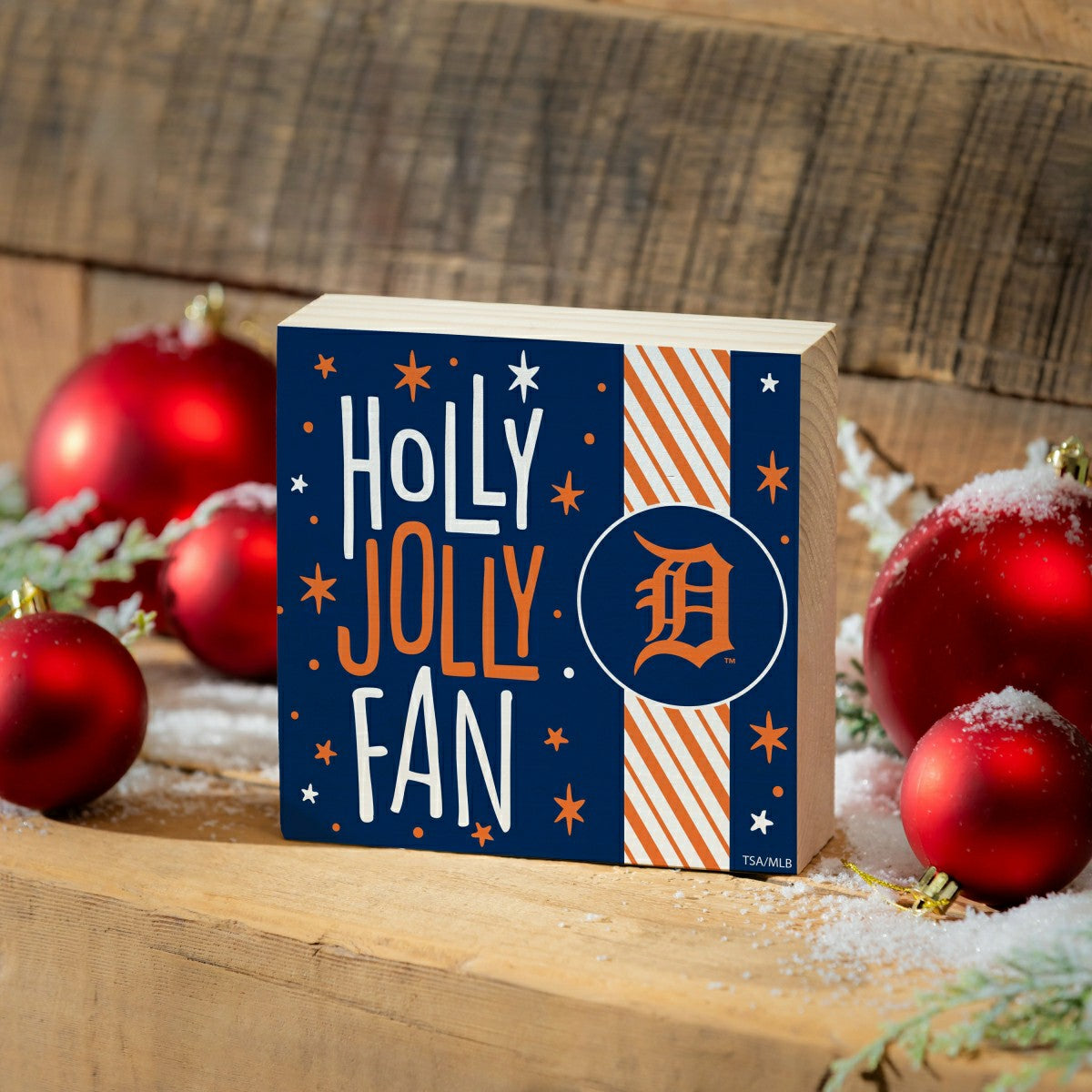 Detroit Tigers Block, Holiday, 6x6