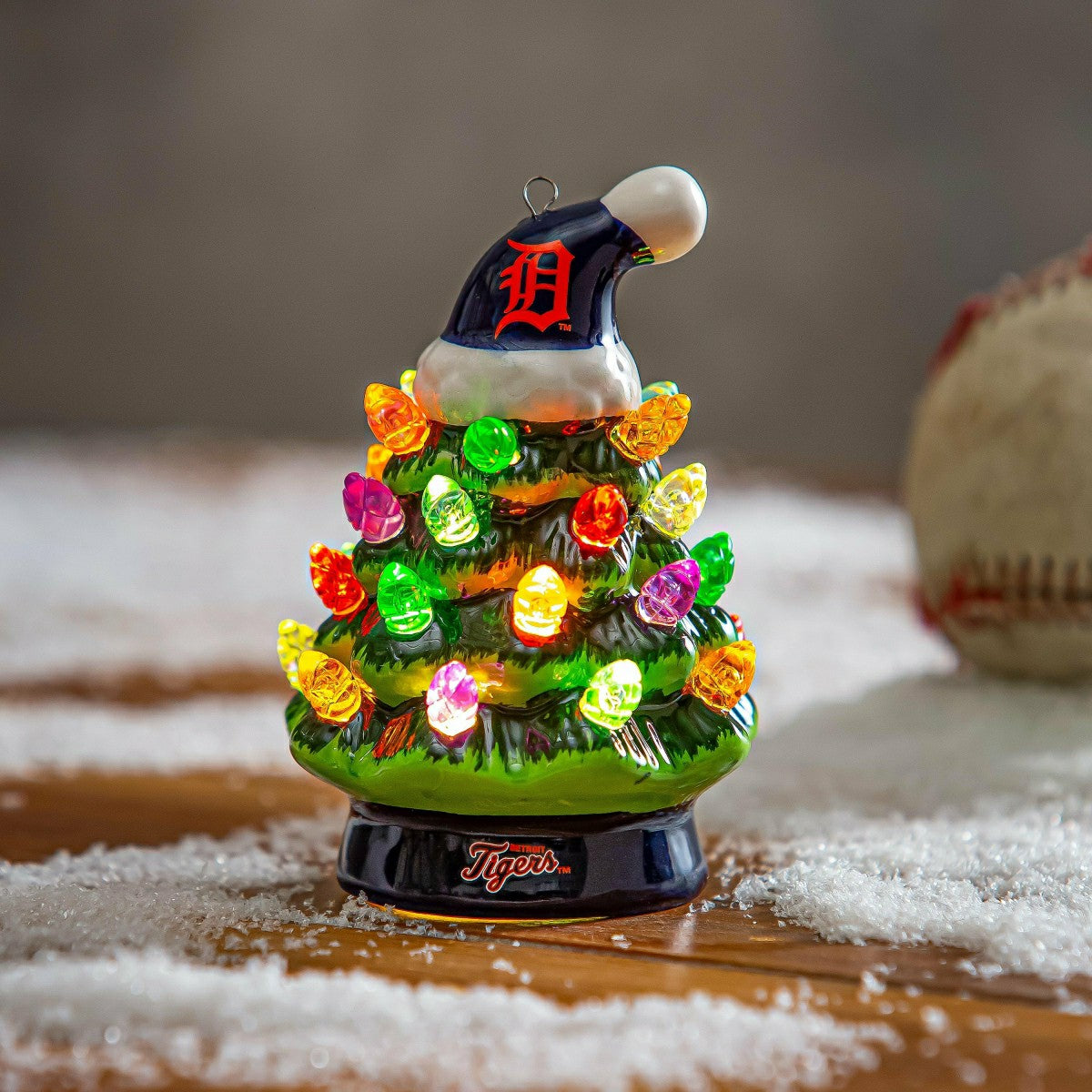 Detroit Tigers 4" Mini LED Tabletop Christmas Tree, Set of 2