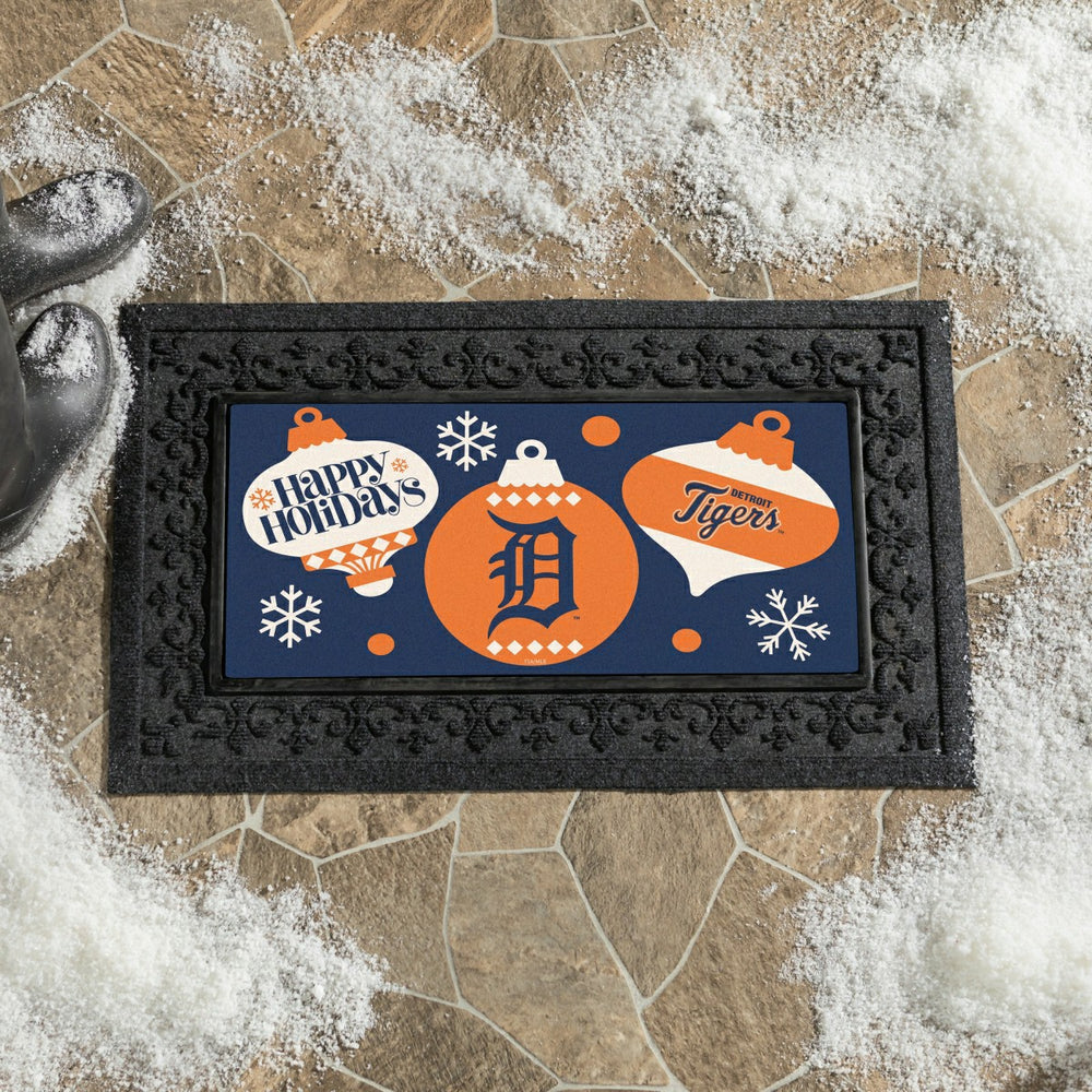Detroit Tigers Holiday Flocked Coir Sassafras Switch Mat, 22"x10"