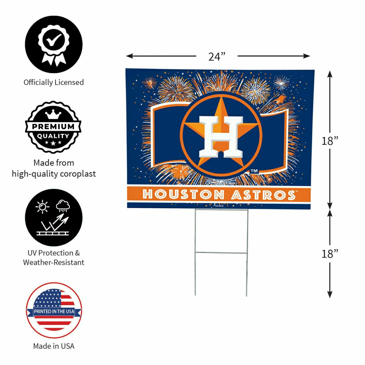 Houston Astros Yard Sign, Patriotic