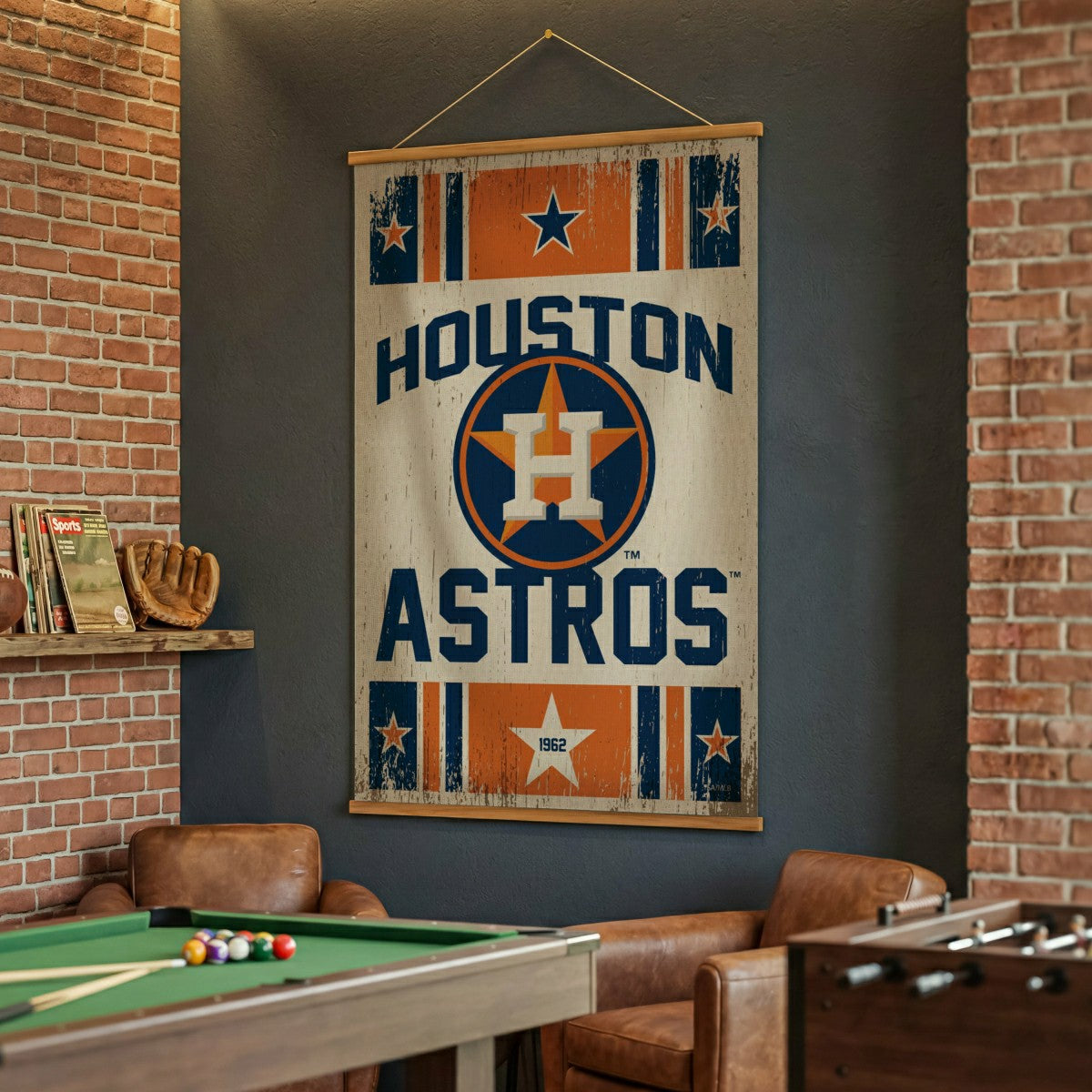 Houston Astros, Canvas Wall Tapestry, Large, 54x36