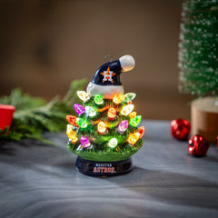 Houston Astros 4" Mini LED Tabletop Christmas Tree, Set of 2