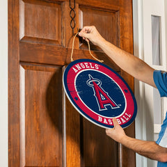 Los Angeles Angels Round Door Décor with Hanging Rope, 18x18