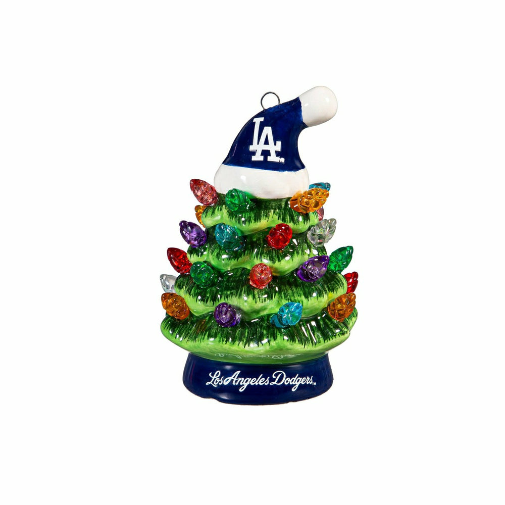 Los Angeles Dodgers 4" Mini LED Tabletop Christmas Tree, Set of 2