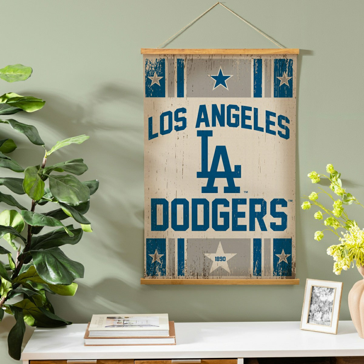 Los Angeles Dodgers, Canvas Wall Tapestry, Medium, 36x24