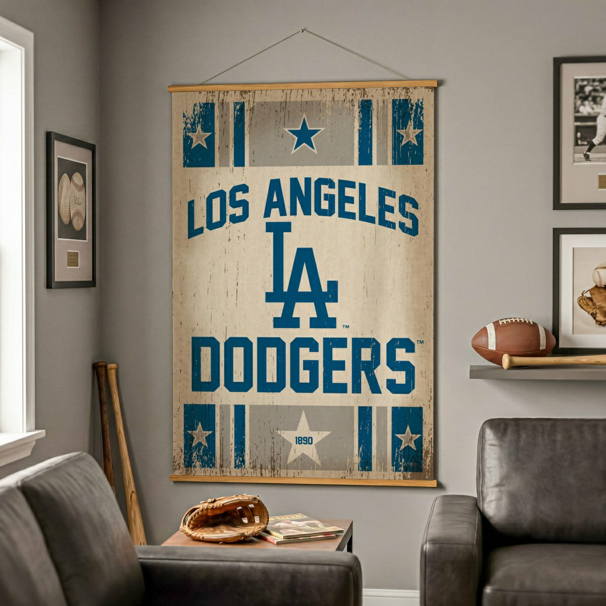 Los Angeles Dodgers, Canvas Wall Tapestry, Large, 54x36
