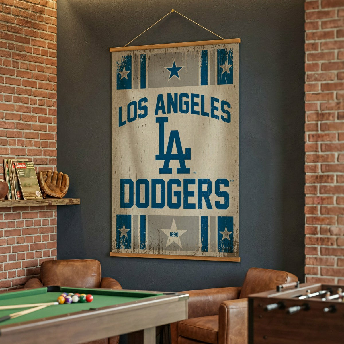 Los Angeles Dodgers, Canvas Wall Tapestry, Large, 54x36