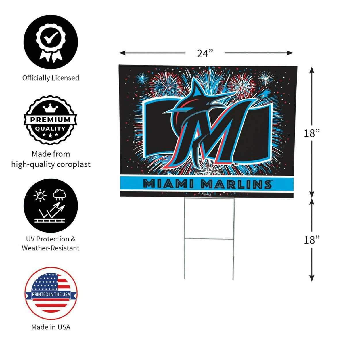 Miami Marlins Yard Sign, Patriotic