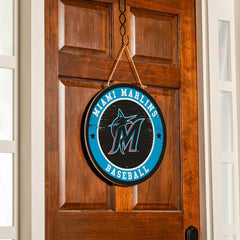 Miami Marlins Round Door Décor with Hanging Rope, 18x18