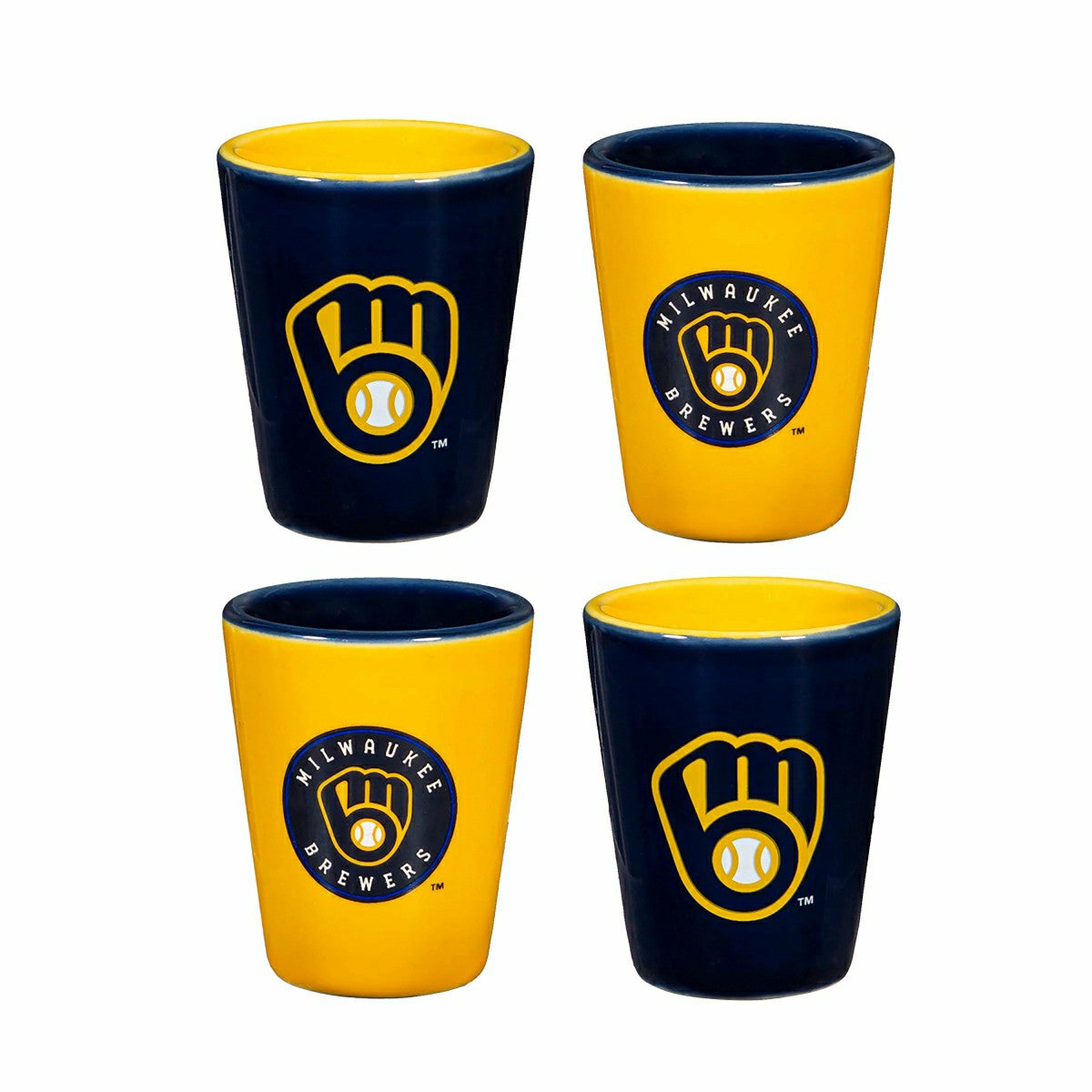 Milwaukee Brewers 4-Piece Ceramic 2oz. Shot Glass Set