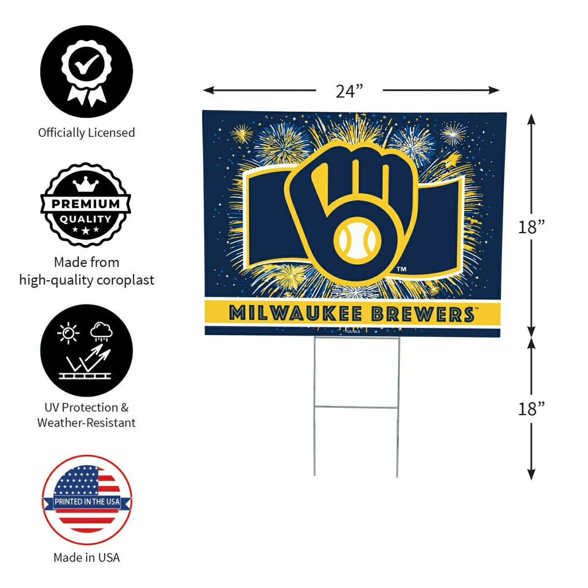 Milwaukee Brewers Yard Sign, Patriotic