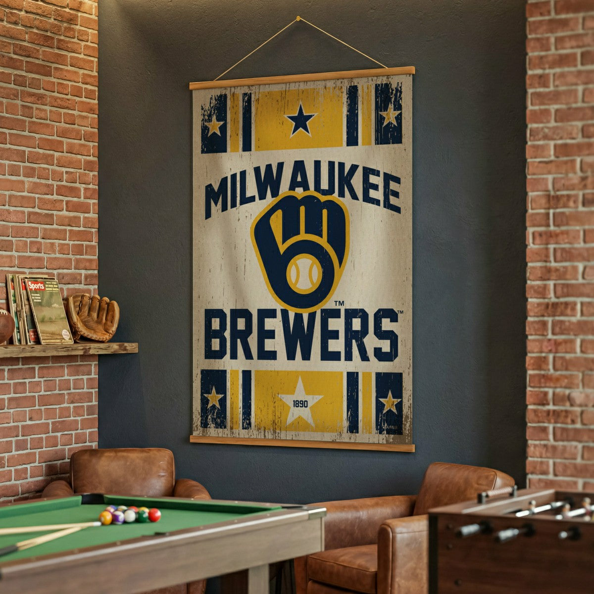 Milwaukee Brewers, Canvas Wall Tapestry, Large, 54x36