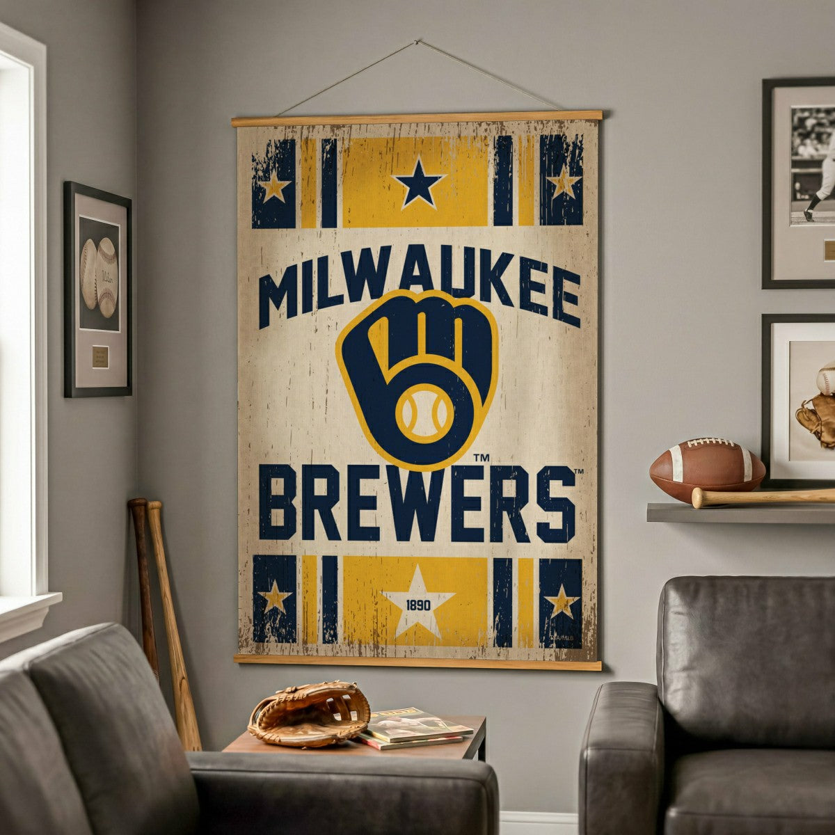Milwaukee Brewers, Canvas Wall Tapestry, Large, 54x36