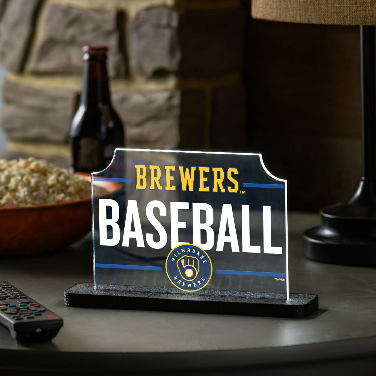 Milwaukee Brewers Baseball Rectangle Desklite LED Decor