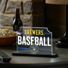 Milwaukee Brewers Baseball Rectangle Desklite LED Decor
