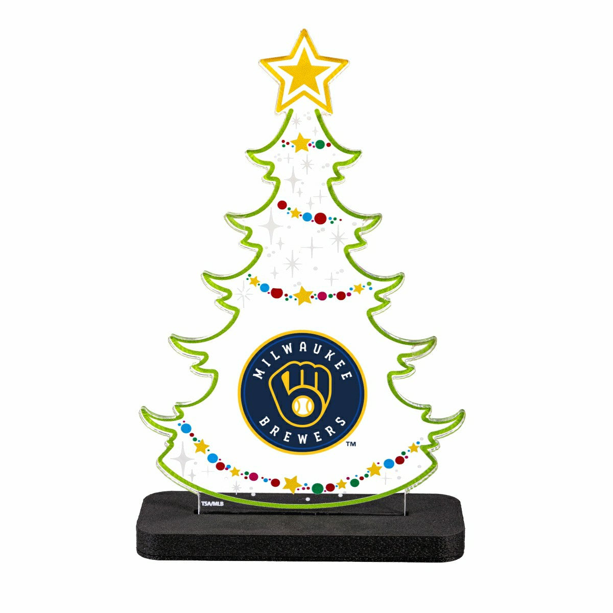 Milwaukee Brewers Baseball Holiday Tree Desklite LED Decor