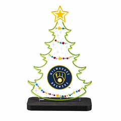 Milwaukee Brewers Baseball Holiday Tree Desklite LED Decor