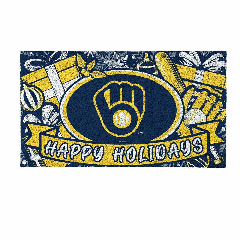 Milwaukee Brewers Holiday PVC Mat, 28"x16"