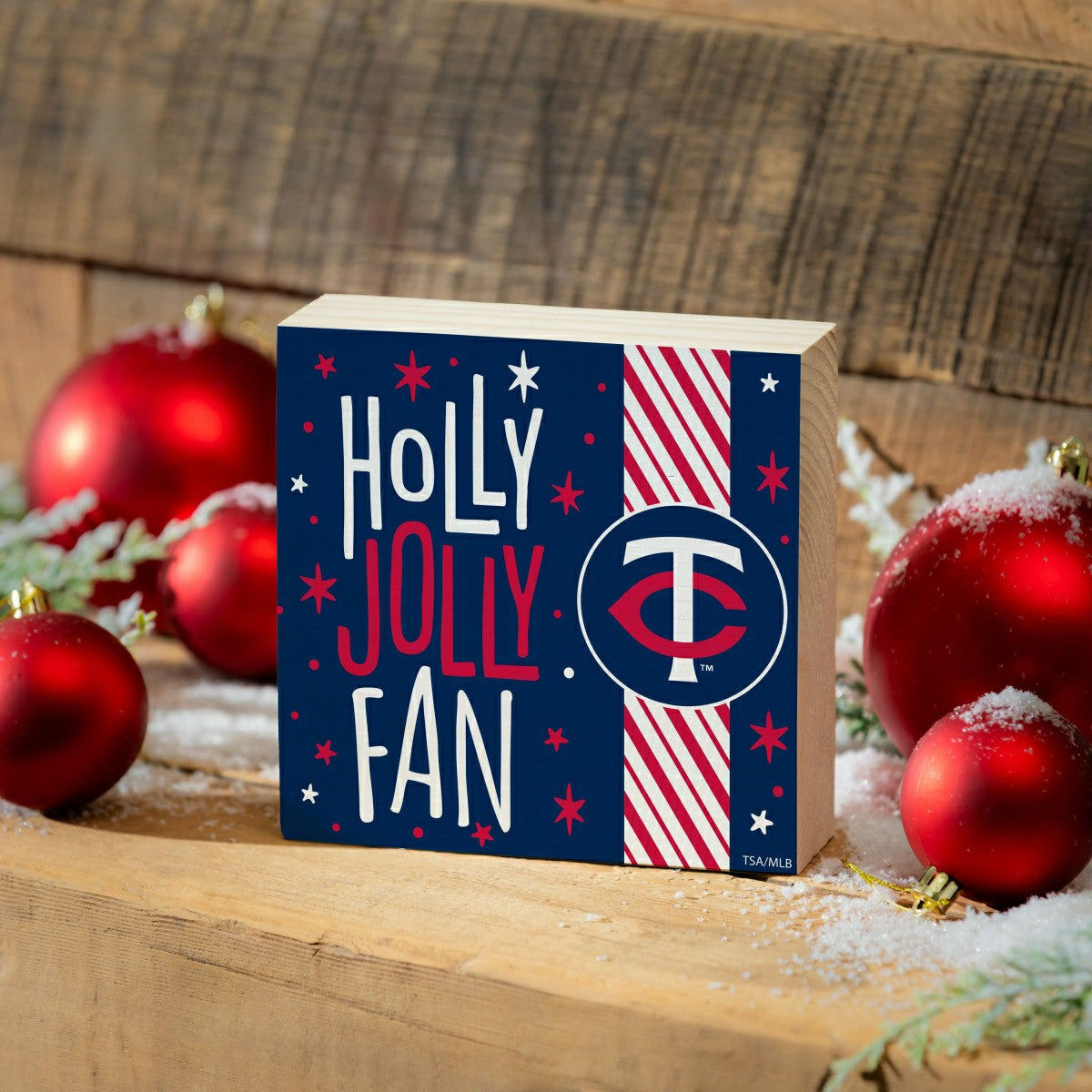 Minnesota Twins Block, Holiday, 6x6