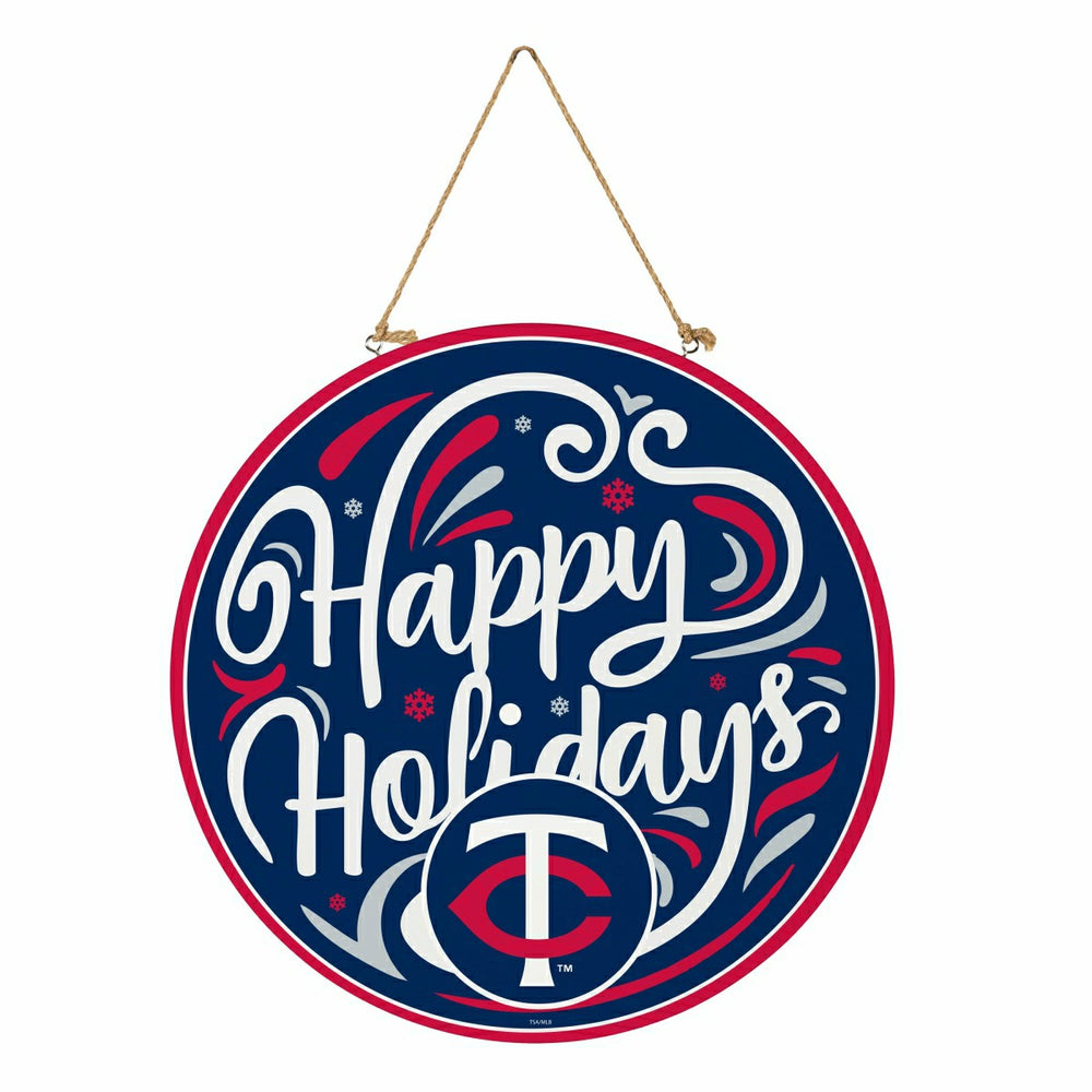 Minnesota Twins Holiday Round Door Décor with Hanging Rope, 18x18