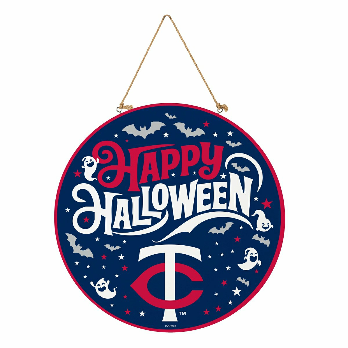 Minnesota Twins Halloween Round Door Décor with Hanging Rope, 18x18