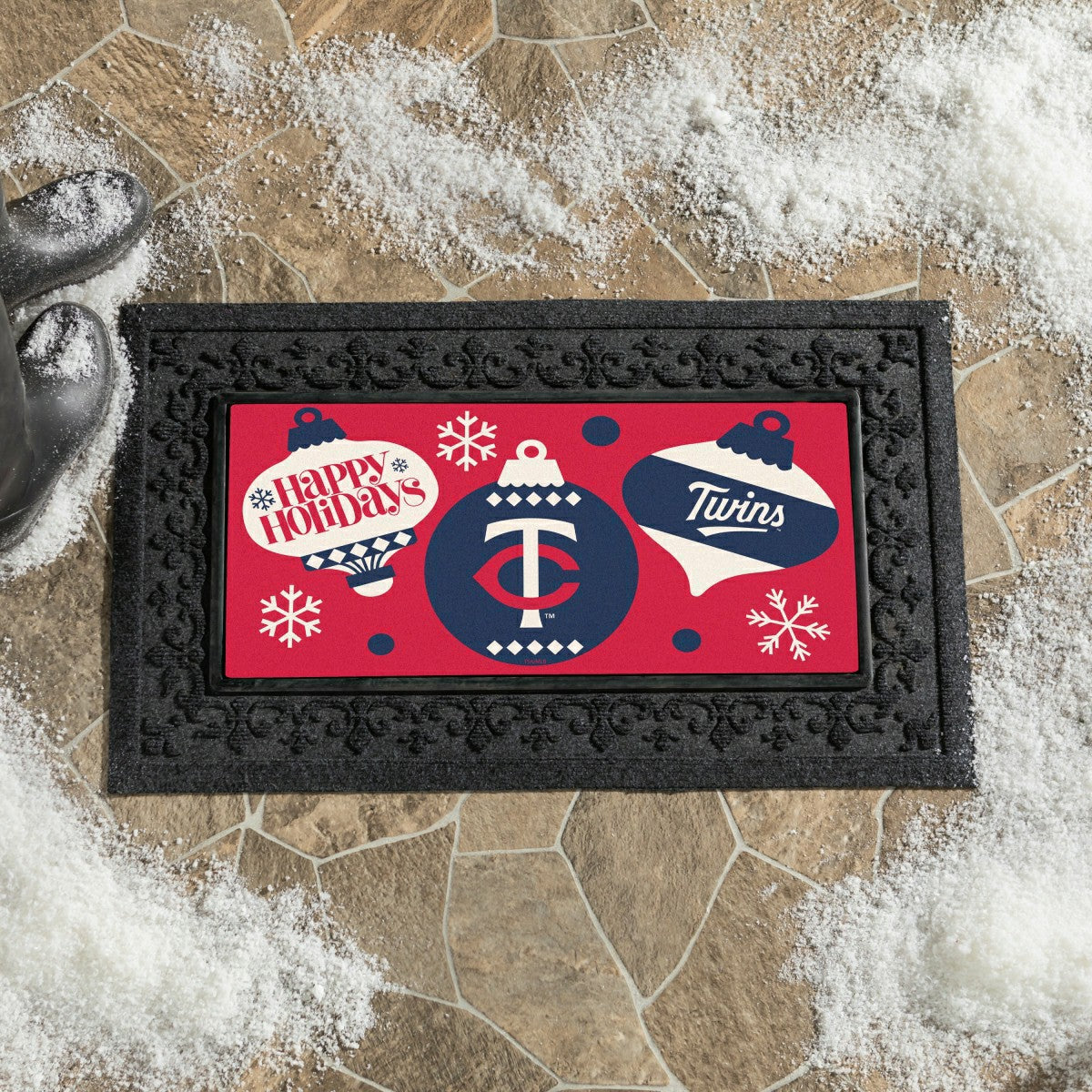 Minnesota Twins Holiday Flocked Coir Sassafras Switch Mat, 22"x10"