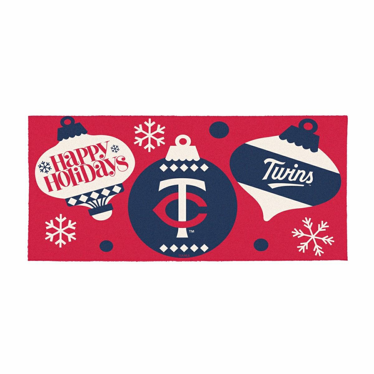 Minnesota Twins Holiday Flocked Coir Sassafras Switch Mat, 22"x10"