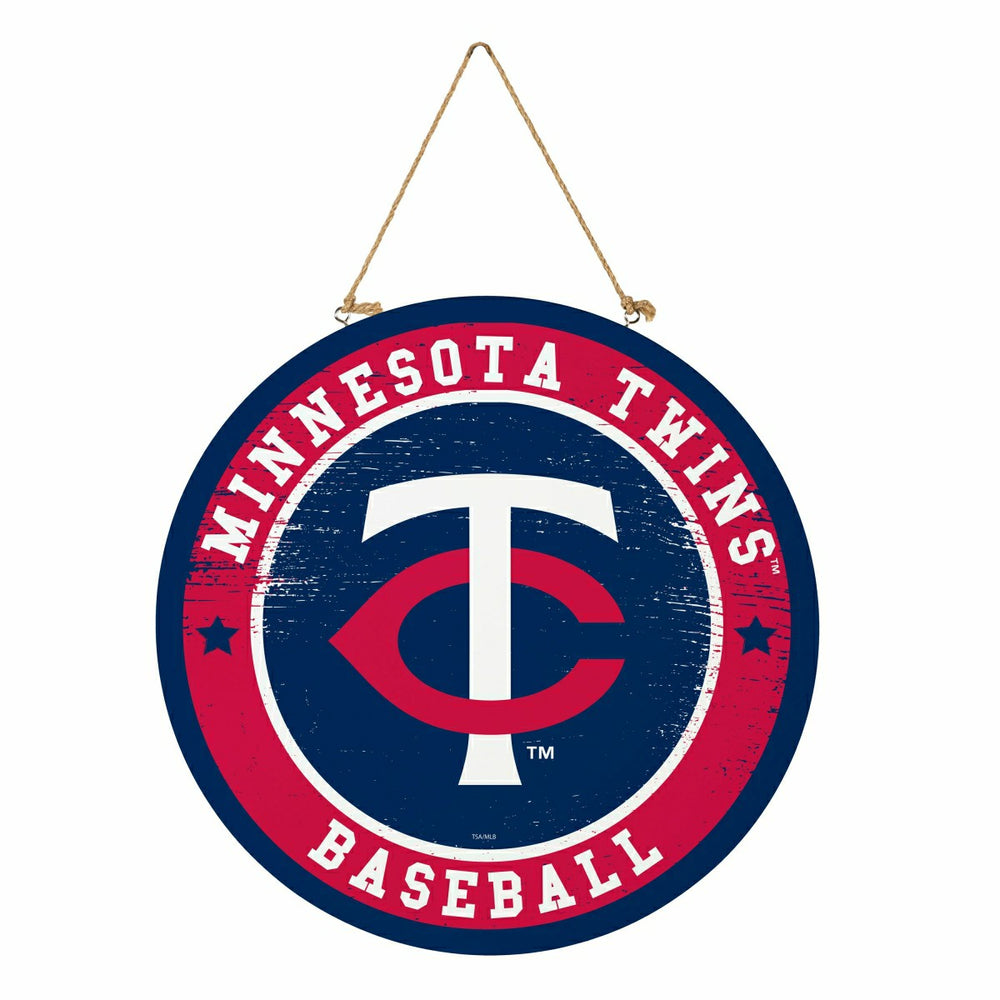 Minnesota Twins Round Door Décor with Hanging Rope, 18x18