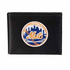 New York Mets Black Bi-Fold Embroidered Wallet