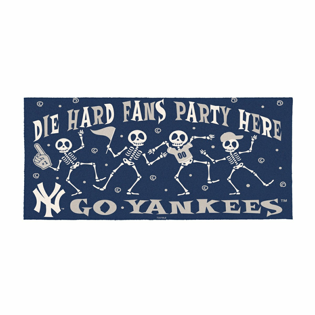 New York Yankees Flocked Coir Halloween Sassafras Switch Mat, 22"x10"