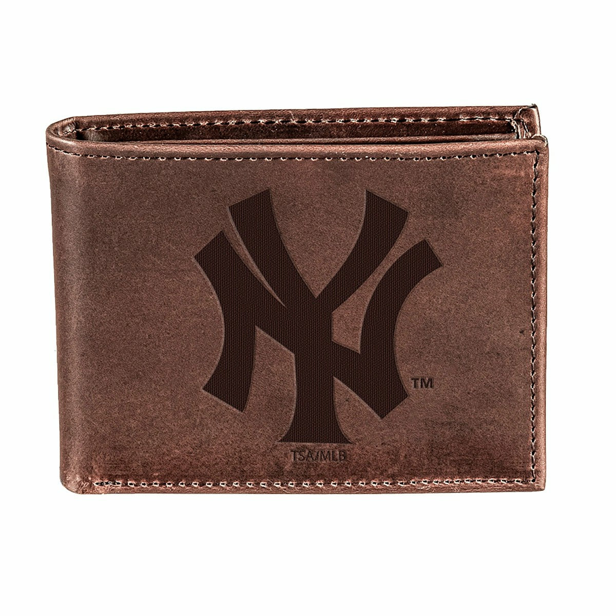 New York Yankees Bi-Fold Wallet Brown 100% Genuine Leather